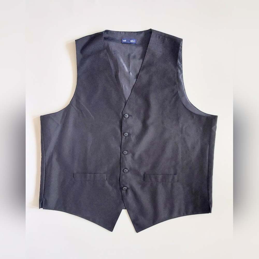 Neil Allyn Five Button Tuxedo Vest Mens Size XL Black Pockets